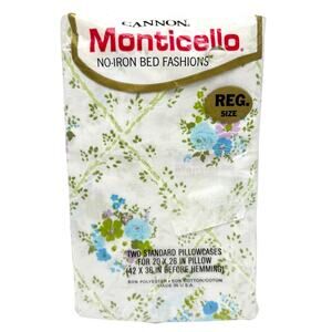 2 Vintage Canon Monticello Floral Pillowcases Standard No Iron Cotton Polyester